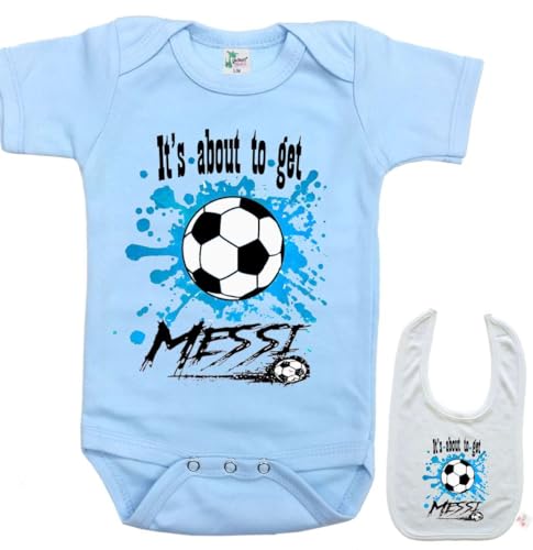 Image of SHIRTZIE DESIGNS Its going to get Messi onesie -infant newborn baby girl/boy bodysuit & Bib set
