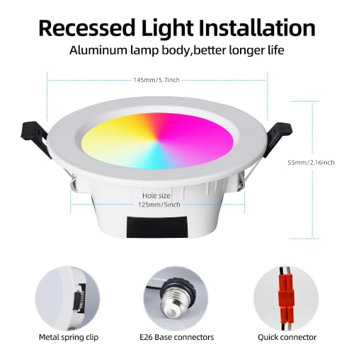GIDEALED 12W Smart ZigBee Retrofit Recessed 5 Inch LED Downlight 3 Pack - image 4