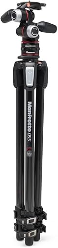 Miniatura 4 de Manfrotto Kit Trípode de 3 secciones, trípode para cámara con cabezal de 3 vías en aluminio con sistema de liberación rápida de movimiento, kit de