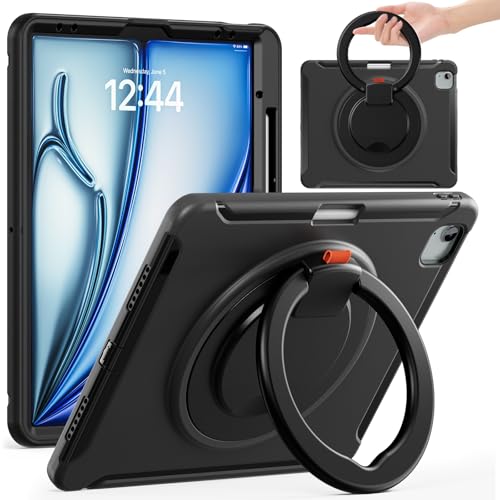 Coque iPad Air 13 M3 2025 antichoc enfants support pivotant noir 2024
