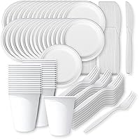 Umweltfreundliches Einweggeschirr-Set aus Bagasse, kompostierbar und plastikfrei von der Linario, je 25 Gabeln, Messer,...