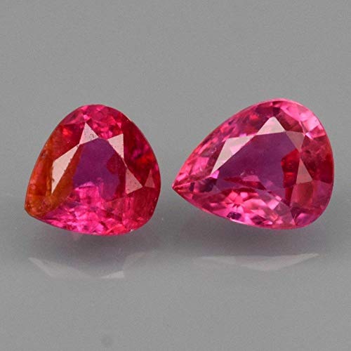 2 piezas 0.70 ct T.w pera natural no calentada rubí, Mozambique #26