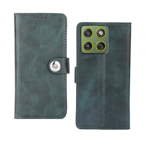 Image of amazon basics Moto Edge 70 5G Flip Cover | Card Pockets Wallet & Stand | Flip Cover for Moto Edge 70 5G (Green Button)