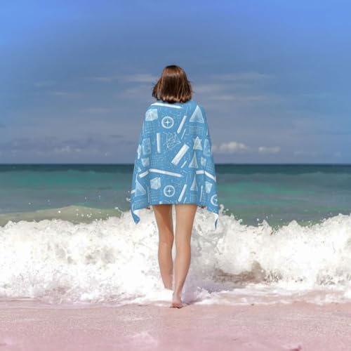 Serviette de plage à séchage rapide en microfibre bleue mathématiques