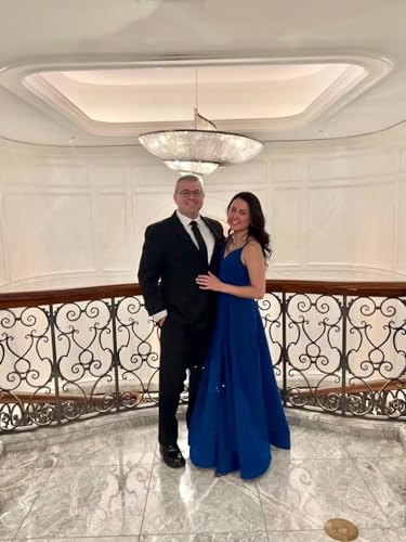 Image of Women's Glittery Spaghetti V-Neck Prom Dresses Long A Line Bridesmaid Dresses Side Split Formal Evening Gowns Dusty Blue,US10