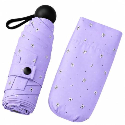 Image of Umbrella for Rain and Sun Protection UPF50+ Mini Capsule Foldable Umbrella for Women Men | 5-Fold Compact Travel Umbrella | Windproof UV Protection | Ring Buckle Anti-Loss