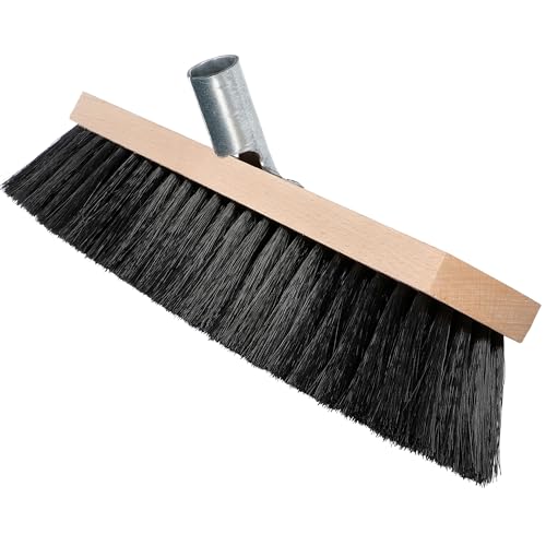 Heavy Duty Broom Head with Soft PVC Bristles 40 cm – 16” Hard Bristle Brush for Yard Patio Driveway Caravan & Garage Garden – Outdoor Indoor Floor Sweeping Broom with Fitted Handle Bracket