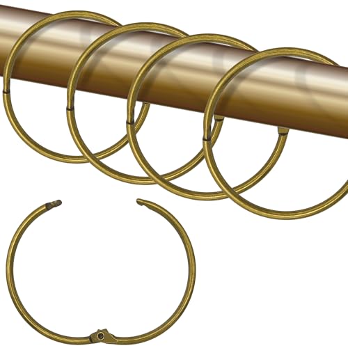 Shower Curtain Hooks Rings 24 Pcs Rustproof Metal Shower Hooks for Shower Curtain Glide Smoothly Round Shower Rings for Curtain Shower Curtain Rings for Bathroom Shower Rod Snap Joint Design (Bronze)
