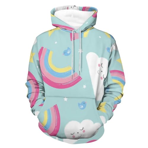 Sweat à capuche nuages d'arc-en-ciel UMENG pull unisexe taille S