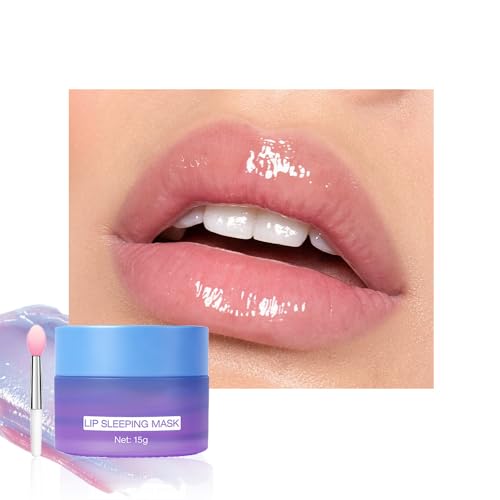 Image of FeiCuiYun Lip Sleeping Mask, Moisturization and Antioxidants, Nourish, Hydrate, Flaky, Dry Lips, Includes Softapplicator Brush (Blueberry, 1Pcs)