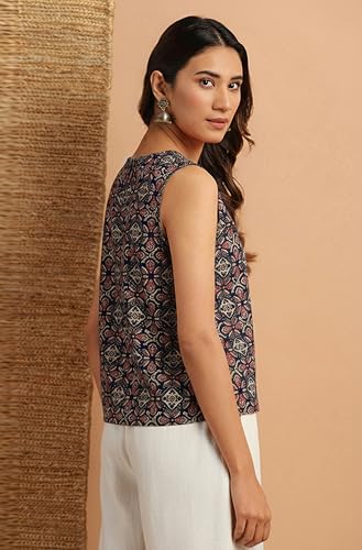Image of Janasya Women's Cotton Floral Print Regular Top