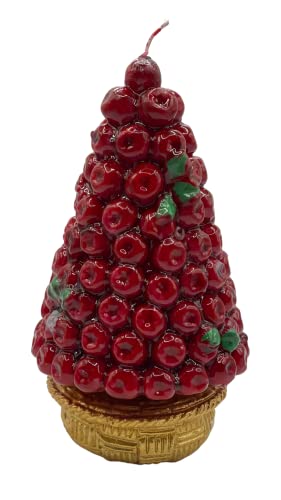 Bougie Sapin Pomme Rouge la Forêt : objet déco rouge carmin et parfum de cire
