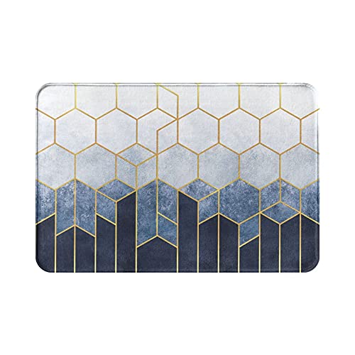 Modern Geometric Abstract Hexagons Bath Mat Rug For Bathroom Floor Plush Mats Small Bathmats Soft Washable Non Slip Absorbent Shower Carpet Kitchen Sink Rugs Bathroom Decor Accessories #TOP26