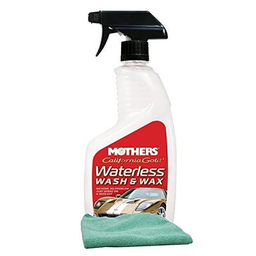 Mothers Waterless Car Wash & Wax (24 oz) Bundled with a Microfiber Cloth (2 Items)