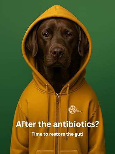 Dr. Flex Probiotika Hund Komplex 110 vegane Kapseln Hochdosiert zur Verdauungsunterstützung und Darmflora Aufbau mit Lactobacillus Acidophilus Lipase Cellulase Protease für Senioren Sensible Hunde