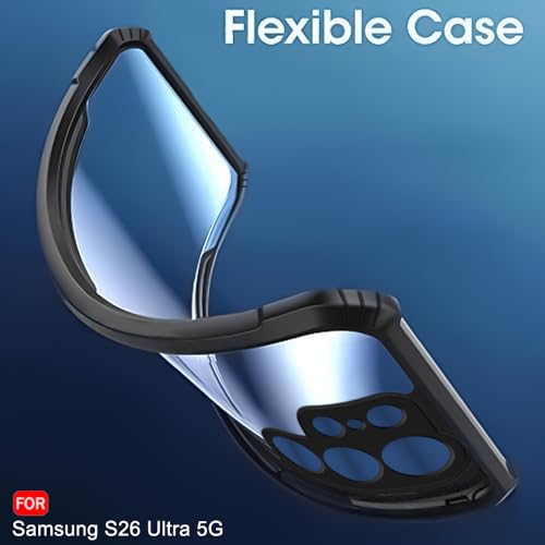 Image of TheGiftKart Shockproof Crystal Clear Back Cover Case for Samsung Galaxy S26 Ultra 5G | 360 Degree Protection | Protective Design | Transparent Back Case Cover (PC & TPU, Black Bumper)