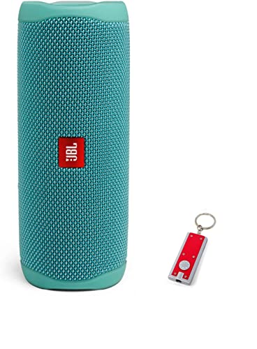 JBL Flip 5 Waterproof Portable Bluetooth Speaker for Travel, Outdoor and Home - Wireless Stereo-Pairing - Includes LED Flashlight Key Chain (Teal)