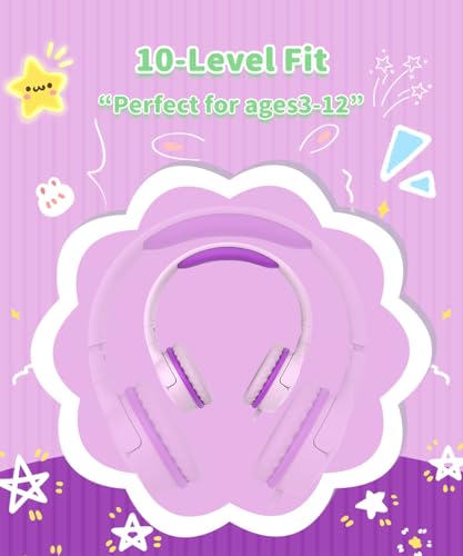 Image of Wired Kids Headphones with Mic, Foldable, Volume Control Safe Listening(85 /94dB), 3.5mm Jack on-Ear Headset for Chilren /Teens /School /Travel /Plane /Ipad /Tablet /Laptop, PinkPurple