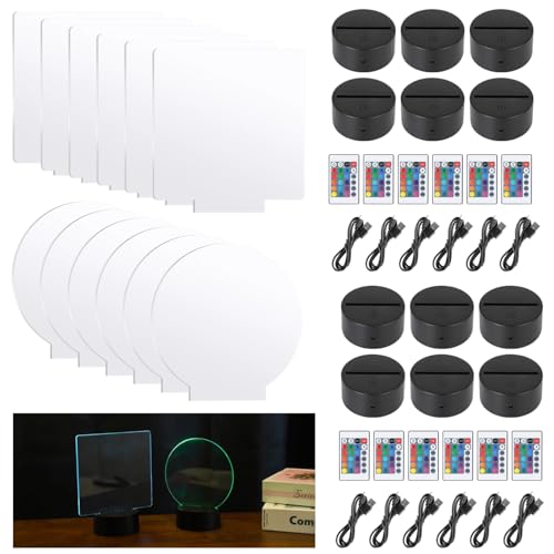 Lampes LED de nuit en acrylique pour bureau et bar | Lot de 12 bases réglables