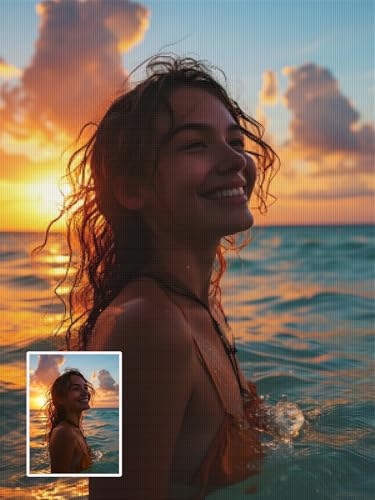 Diamond Painting Personalizado, Cuadro Diamantes Personalizado con Foto, DIY Diamond Painting Kit Completo, Pintar con Diamantes Personalizado para Manualidades, Regalos Personalizados 40x50cm L-222