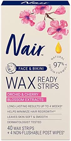 Nair Hair Remover Wax Ready-Strips for Face & Bikini, 40 CT
