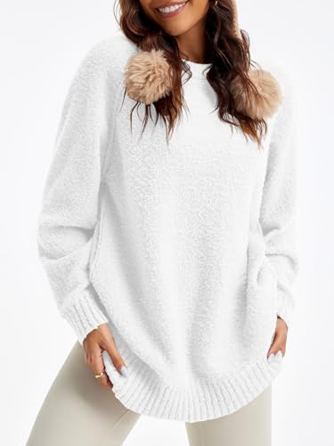 Image of Saodimallsu Womens Oversized Sweater Fuzzy Long Sleeve Casual Tunic Sweater