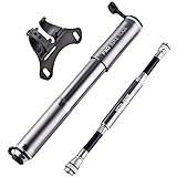 Pro Bike Tool Mini Bike Pump with Gauge, Presta and Schrader Valve Compatible Bicycle Tire Pump for Road, Mountain and BMX Bikes, High Pressure 100 Psi, Mount