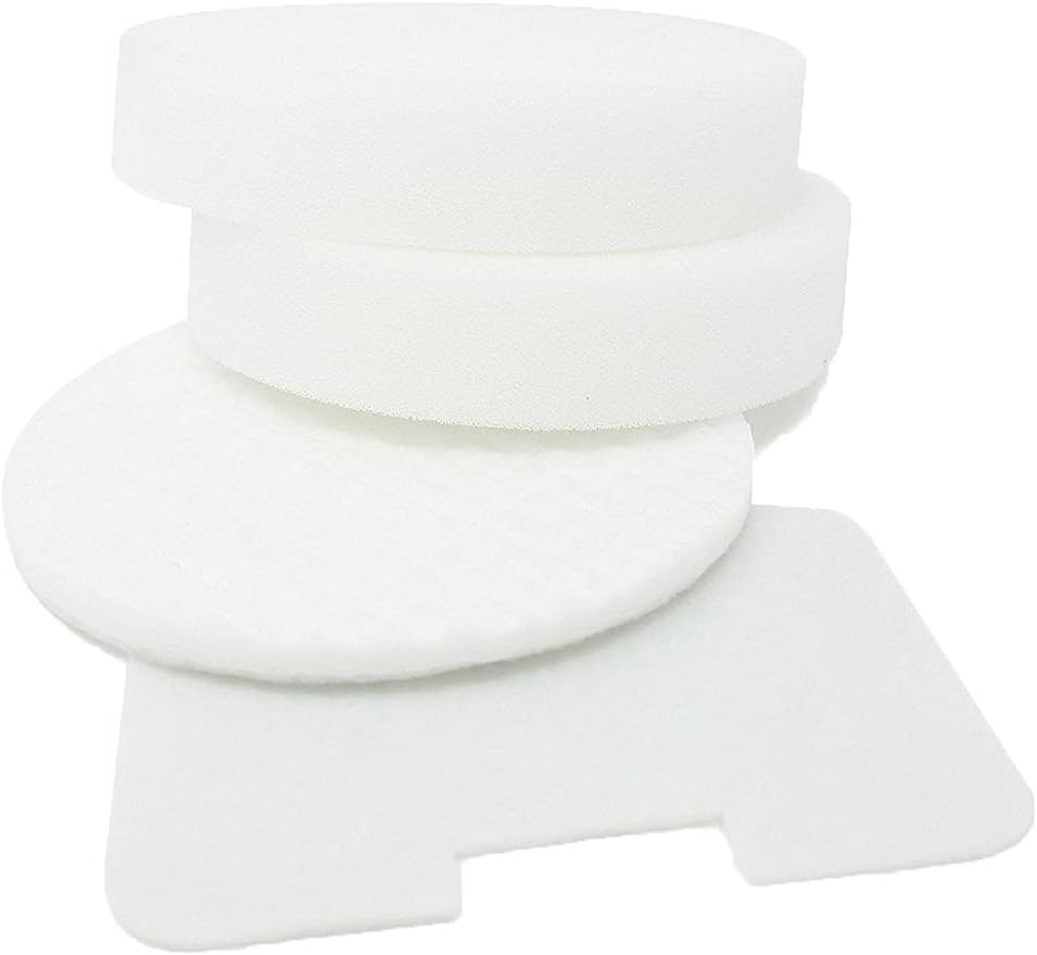 Close-up of a clean, white circular foam filter.