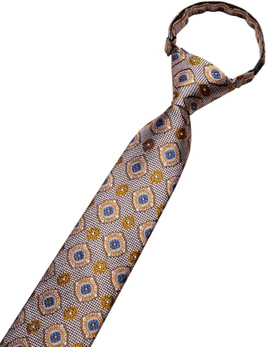 Image of Hi-Tie Boys Tie Pre-Tied Pocket Square Set Adjustable Kids Neckties Age 7-11 Years School UniForm Graduation