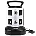 Power Strip Tower Surge Protector, JACKYLED 6.5ft Retractable Extension Cord with 4 USB Ports 6 AC Outlets, 3000W 13A Desktop Charging Station for Home Office Dorm Room