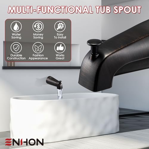 Enhon Slip On Diverter Tub Spout Compatible with Kohler GP85556, Bathroom Shower Bathtub Faucet Spout Replacement Fits 1/2'' Copper Water Tube, 5/32'' Hex Wrench Included (1, Oil Rubbed Bronze)