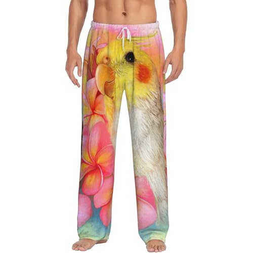 Pantalon de pyjama pour homme en flanelle et polaire thermique imprimé calopsitte