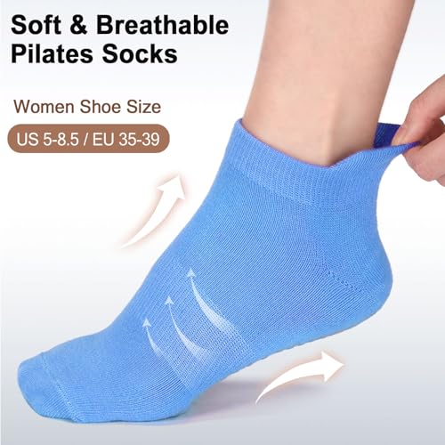 Image of Ultrafun 6 Pairs Grips Non Slip Socks for Women, Anti Skid Yoga Pilates Hospital Gripper Socks (Multicolor-02)