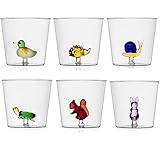  Ichendorf, Glas, Set mit 6 Wassergläsern verziert Tiere Animal Farm