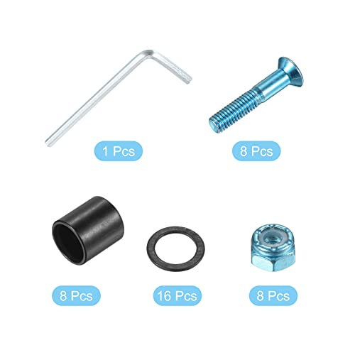 PATIKIL Kit de parafusos de hardware de skate de 2,5 cm, 8 peças de ferramentas de skate para montag