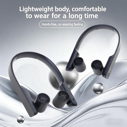 Ventilador de cuello portátil con dirección de aire ajustable y luz LED nocturna 5