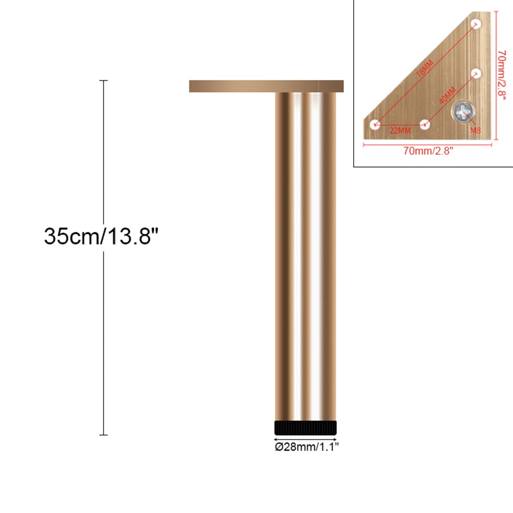 Nogi sofy, 4 nóżki sofy, regulowane, złote stopki ze stopu aluminium | anodowana powierzchnia nogi do spania opcjonalna wysokość: 6-40 cm, metalowa nóżka, taboret do salonu, ławka do siedzenia 35 cm