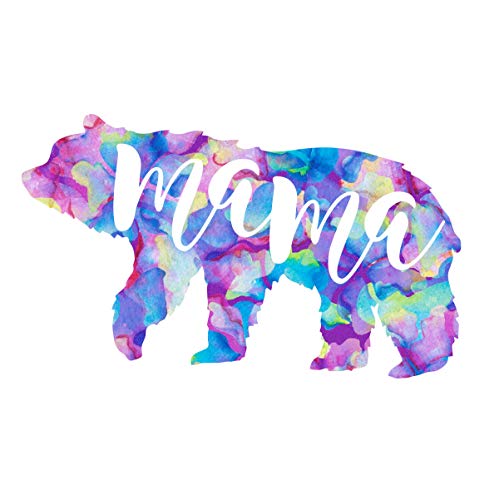 Dash of Flair - Mama Bear Vinyl Decal Sticker - Purple Watercolor, 2 inches H x 3.5 inches W - for Cup, Tumbler, Water Bottle, Laptop, Car Accessories, Mom Gift Idea, and More