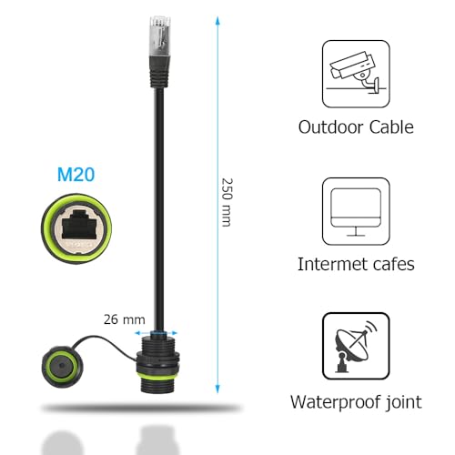 Cable Panel IP68 Cat6 RJ45 M20 Hembra a Macho 25 cm miniatura 7