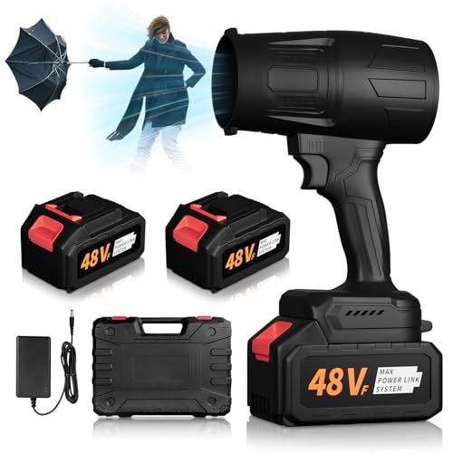 Laubbläser Akku Turbo Gebläse – 500.000 U/min / 1200 g Power Blower mit 2 x 48 V...