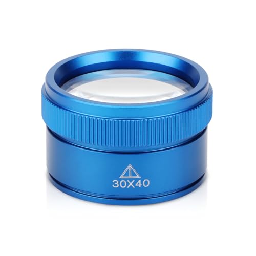 Rongon Jewelers Loupe Magnifier 30X Portable Magnifying Glasses Optics Lens Mini Magnifiers Repair Tools for Reading Jewelry Gems Scope Stamps Crafts Watch Book (Blue, 30X40MM)
