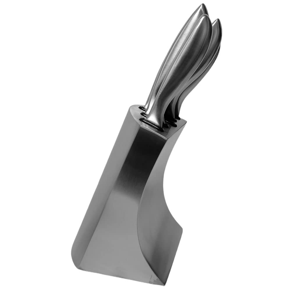 Ceppo Porta coltelli da Cucina Professionali in Acciaio Inossidabile per Cuoco Ristorante Set da 5