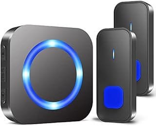 Wireless Doorbell,1300ft Long Range Waterproof Cordless Door Bell Chime Kit, with 2 Remote Push Buttons 1 Plug-in Receiver, with 55 Ringtones, 5 Volume, LED Flash, for Front or Back doorbell Sets