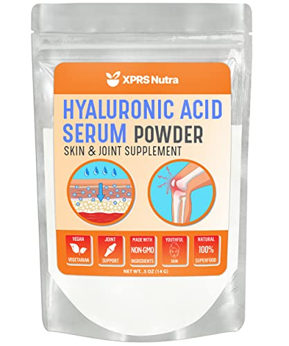 XPRS Nutra Hyaluronic Acid Powder - 14 Grams of Pure Hyaluronic Acid Serum Powder - DIY Anti Aging Serum for Face and Skin - Food and Cosmetic Grade Hyaluronic Acid Pure Powder (.5 oz)