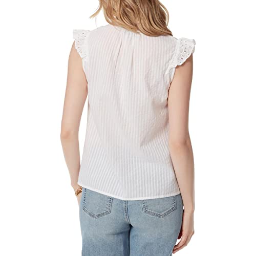 Jessica Simpson Womens Alisha Cotton Eyelet Blouse White M #TOP1