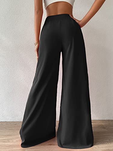 Image of GORGLITTER Women's High Waist Comfy Loose Trousers Business Office Long Wide Leg Pants