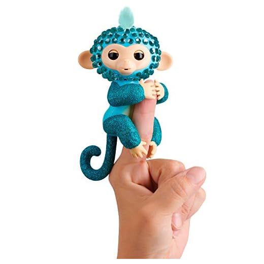 WowWee Fingerlings Monkeys - Fingerblings - Glam (Turquoise/Blue) - Friendly Interactive Toy
