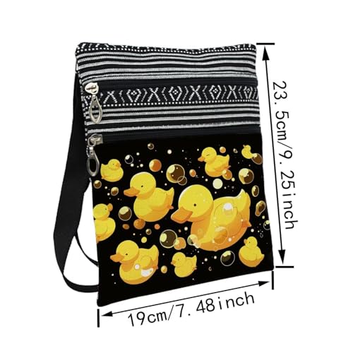 Rubber Duck Messenger Bag Small Ethnic Pattern Printed Adjustable Strap Crossbody Zipper Bag Rubber Duck Phone Bag Wallet Cute Shoulder Handbag for Women Friends -42