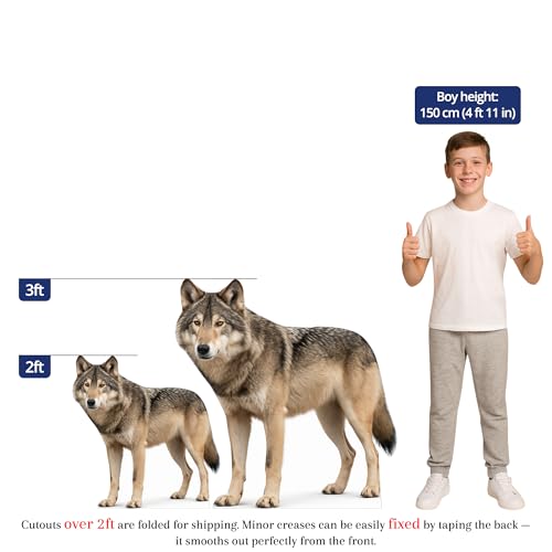 Image of Wolf 3FT Life Size Cardboard Cutout - A Fun Animal Standup for Photo Booths, Birthday Parties, and Events