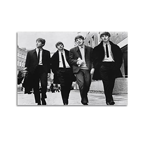 Poster décoratif sur toile The Beatles en noir et blanc – Impression d’art moderne pour chambre à coucher – 50 x 75 cm - Les Beatles, Paul McCartney, John Lennon, RIngo Starr, George Harrison Poster décoratif sur toile The Beatles en noir et blanc - Impression d'art moderne pour chambre à coucher - 50 x 75 cm